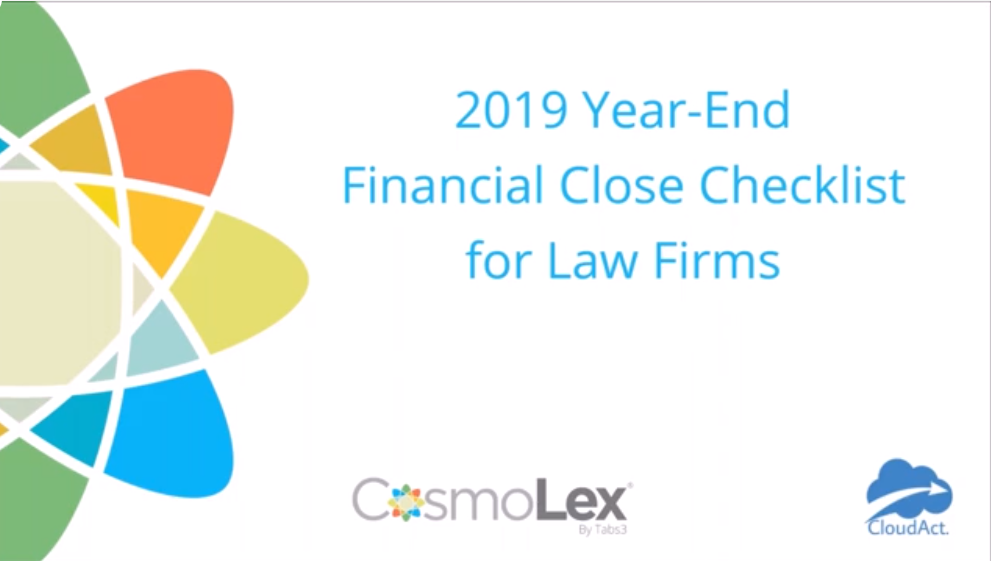 2019 Year-End Financial Close Checklist for Law Firms